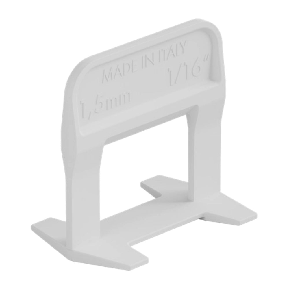 BASE LIVELLANTE CON FERITOIA PER CUNEO 'RLS EVO' H. mm 12 - fuga 1,5 mm - cf. 500 pz - col.bianco  - RAIMONDI