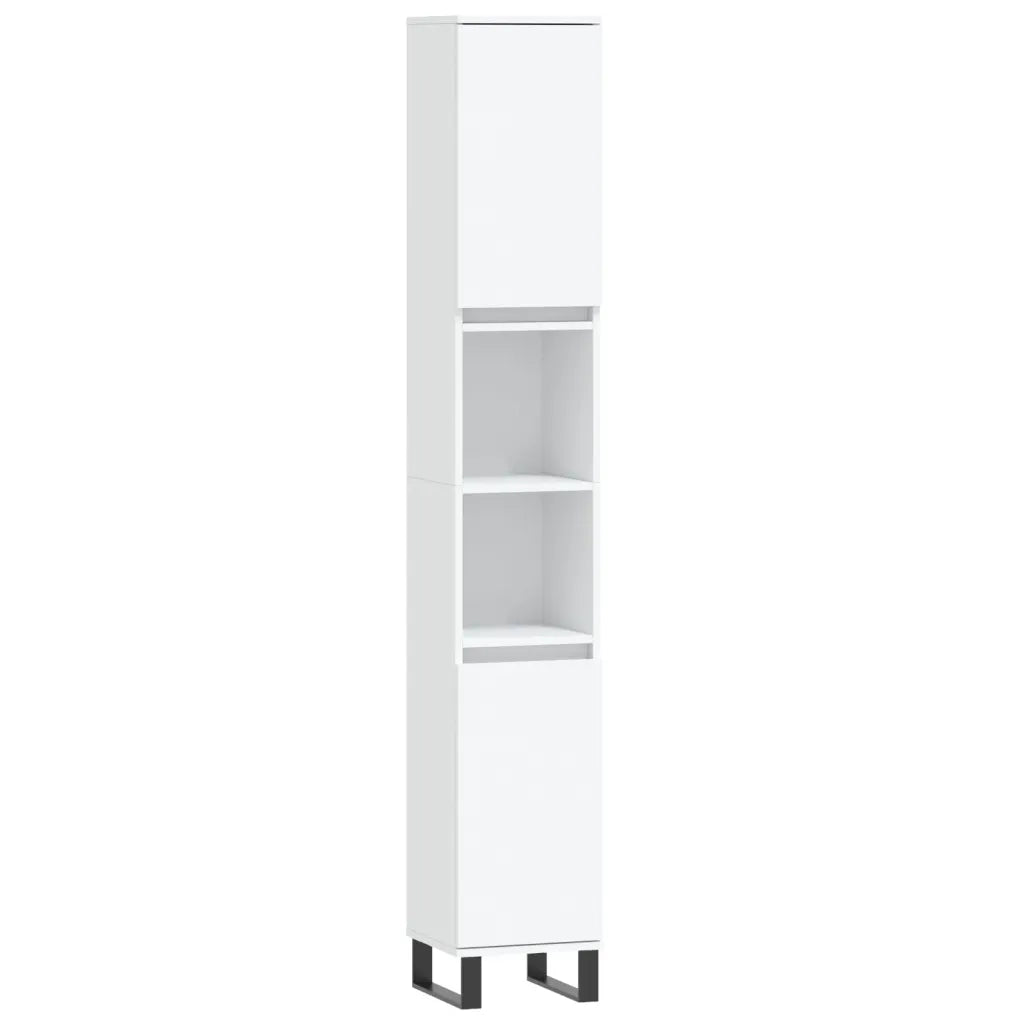 Armadietto da Bagno | Armadio da bagno Bianco 30x30x190 cm in Legno Multistrato