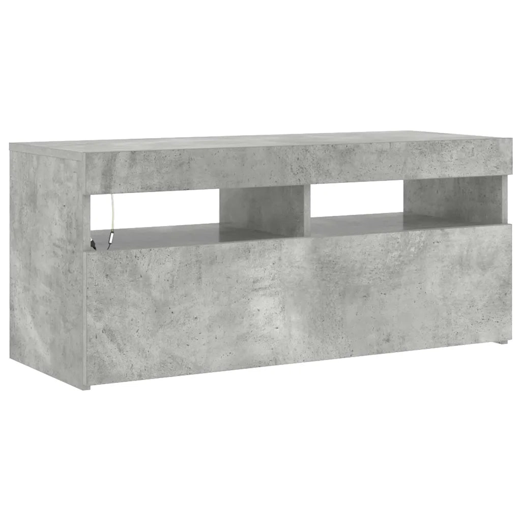Mobile Porta TV con Luci LED Grigio Cemento 90x35x40 cm 804386