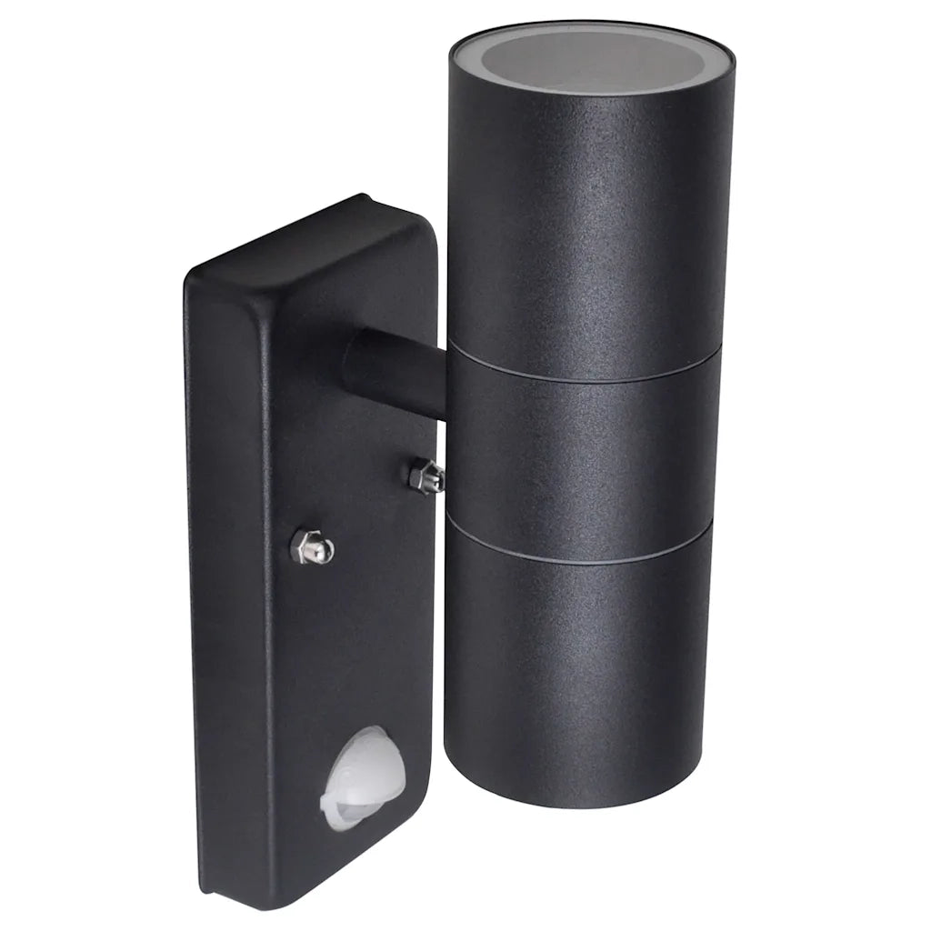Lampada LED a Parete Acciaio Inox Forma Cilindrica Nera con Sensore 41097
