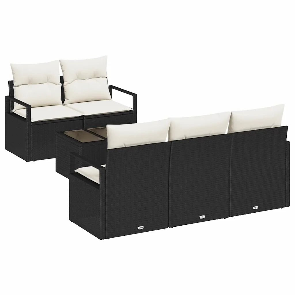 Set di divani con cuscino 6 pcs Nero e Crema polyrattan 3346257