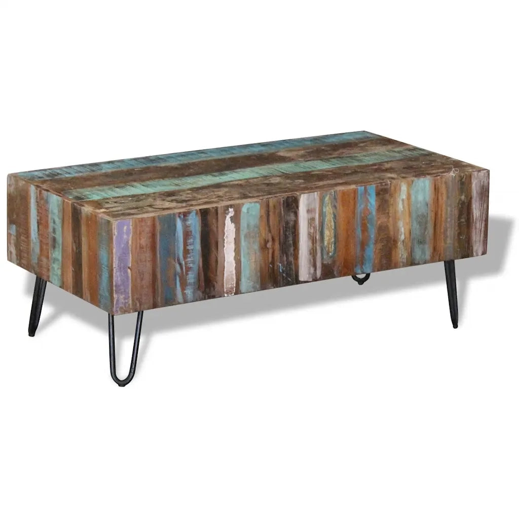 Tavolino da Salotto in Legno Massello Anticato 100x50x38 cm 243455