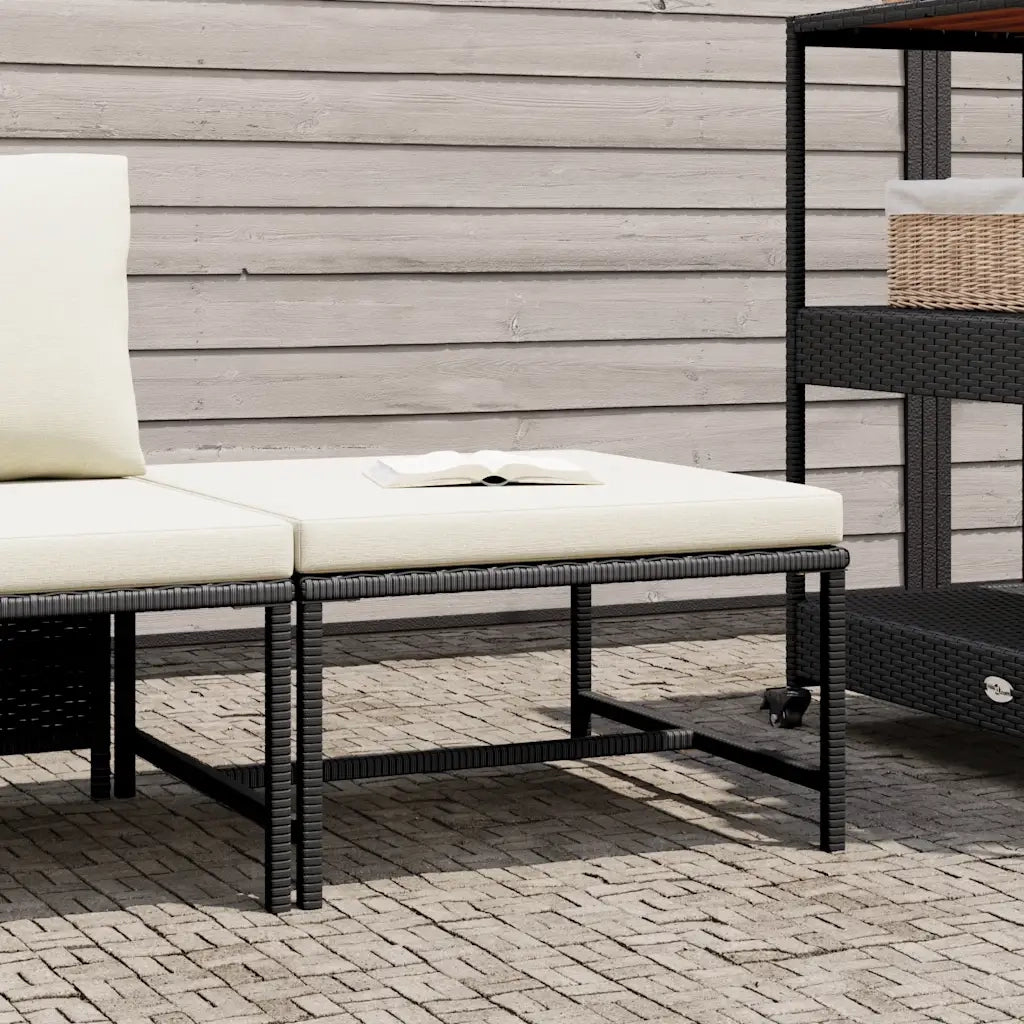 Poggiapiedi Modulare con Cuscino in Polyrattan Nero CFW5813082