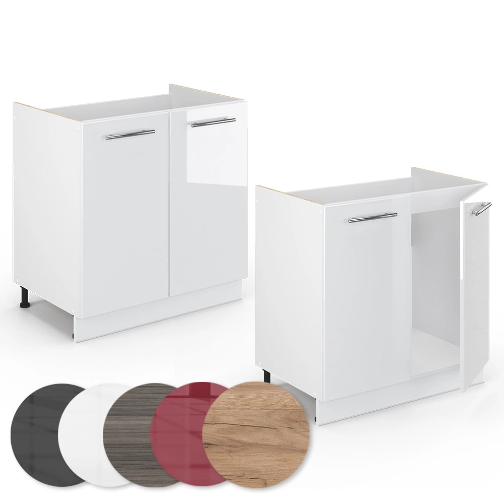 Mobile lavello cucina Fame-Line Bianco lucido/Bianco 80 cm senza piano di lavoro Vicco