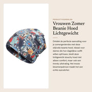 Beanie in Tela Leggera - Slouchy Cappello a Fiore - Materiale Soffice e Respirante - Regolabile - Unico Modello (56-60 cm) - Cappello