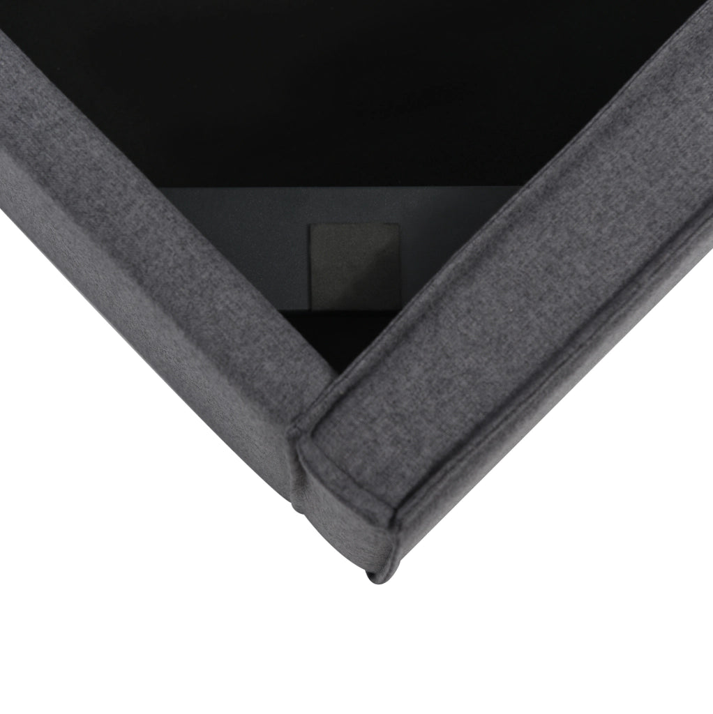 Letto imbottito grigio 140x200 cm con contenitore idraulico e materasso H3