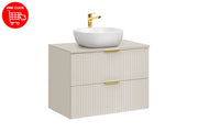 Set mobili bagno 80 cm con piano e lavabo da appoggio Smile Adel Cashmere 80 cm