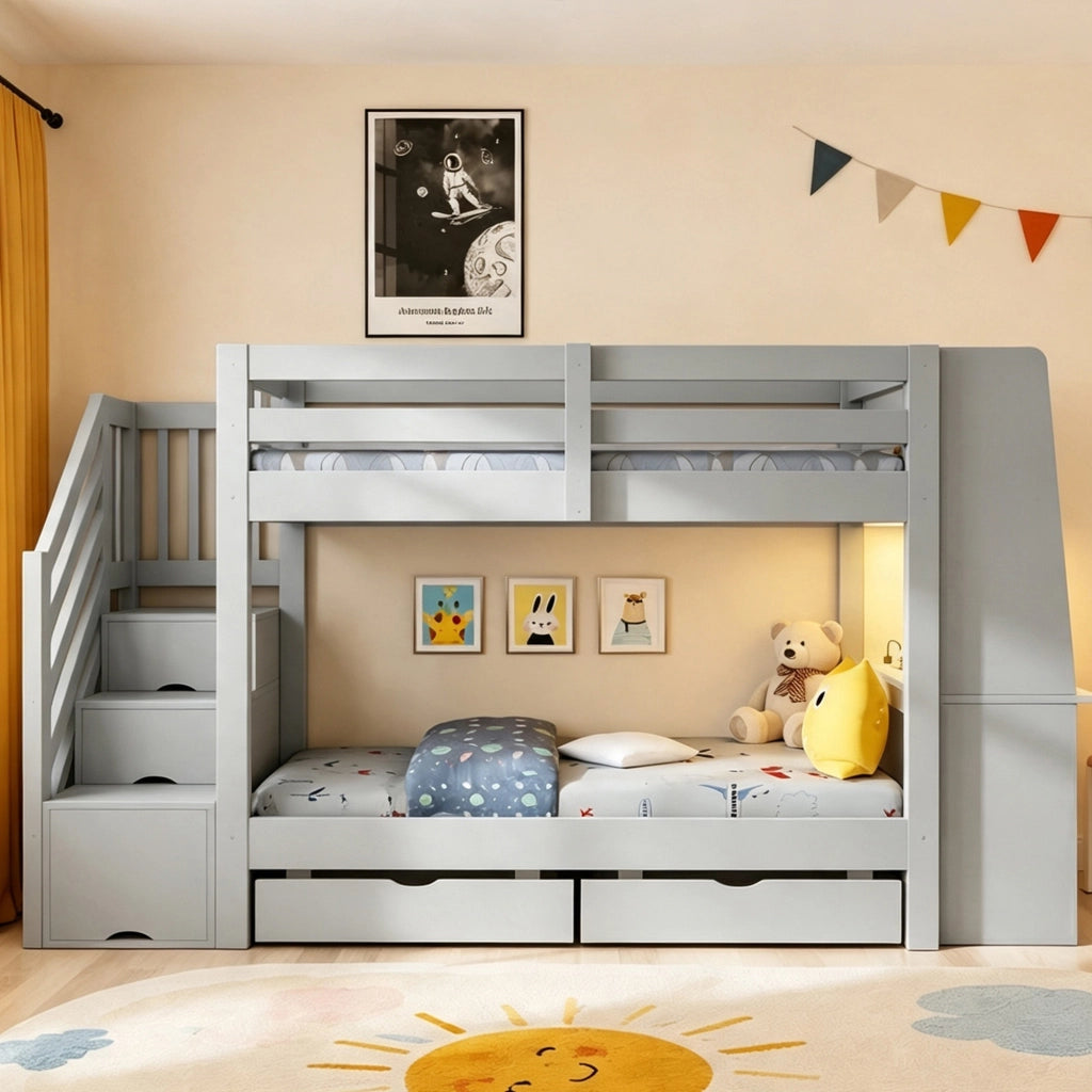 letto a castello legno grigio 90 x 200 cm