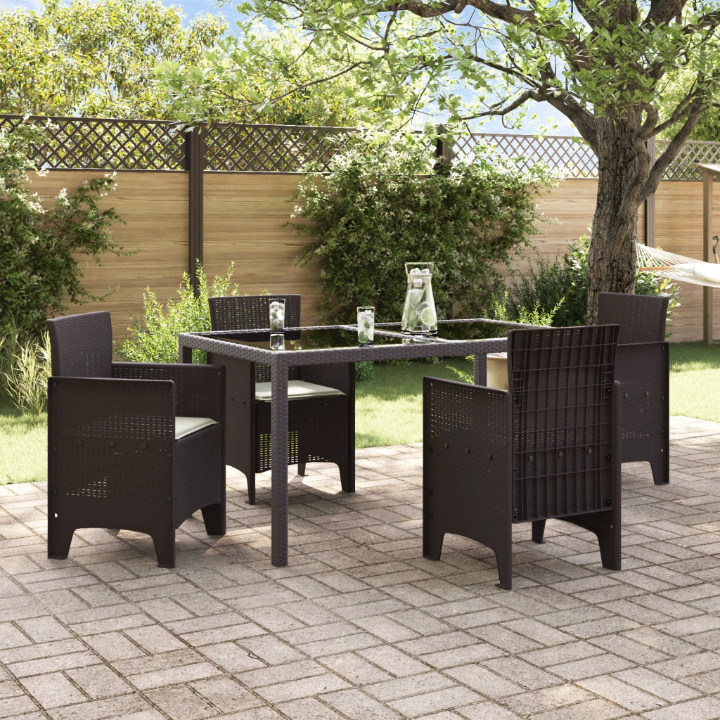 Sedie da Giardino con Cuscini 4 pz Marrone Polirattan