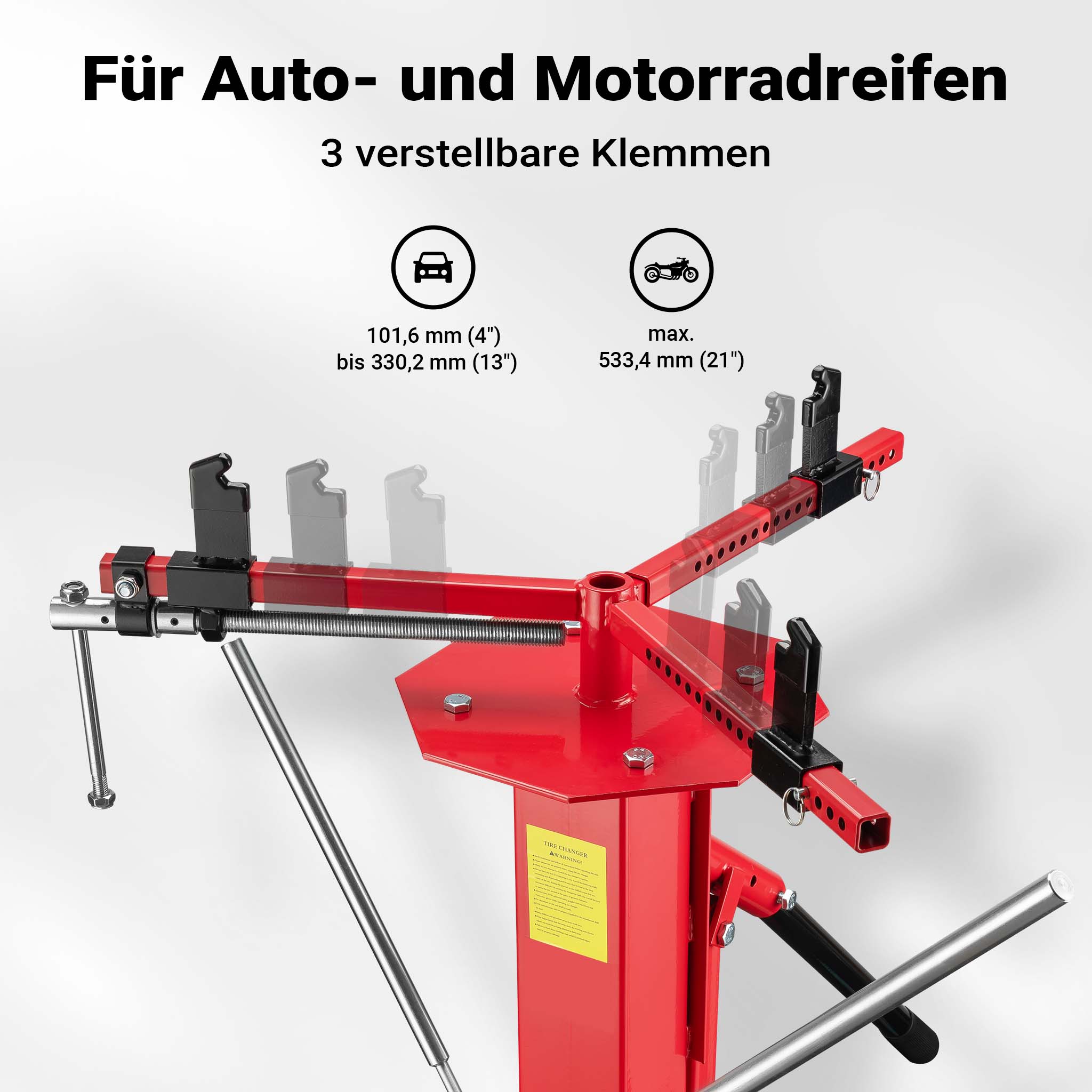 Smontagomme universale manuale per pneumatici fino a 21" auto e moto