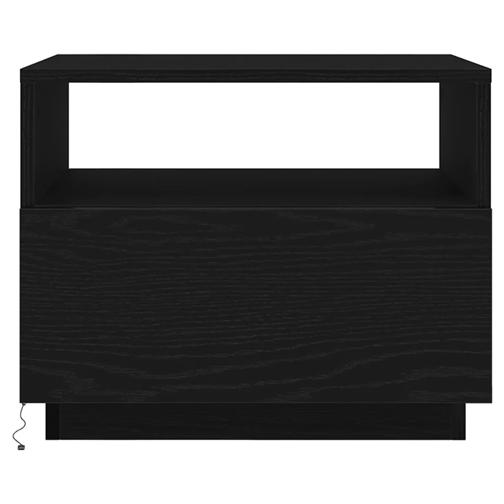 vidaXL Tavolino da Soggiorno con Luci LED Rovere Nero 50x49x40 cm