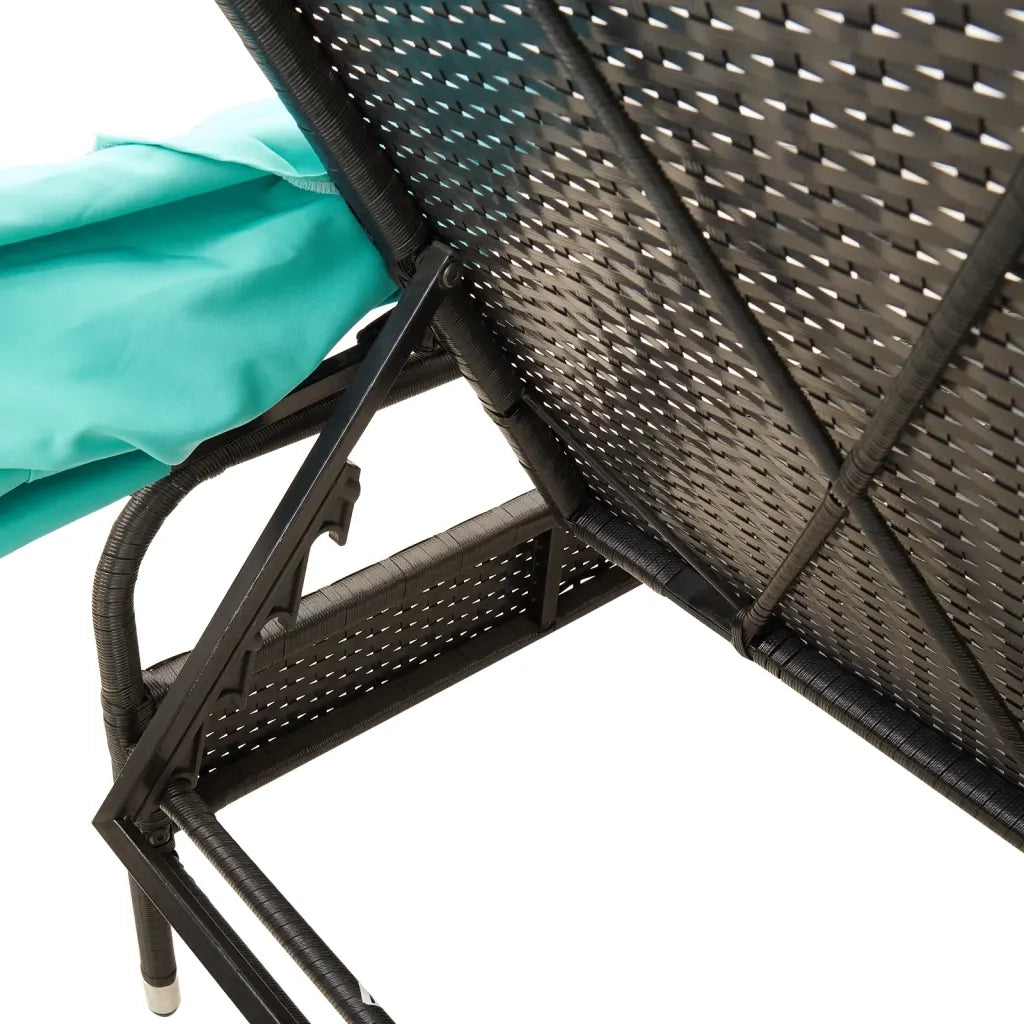 Lettino prendisole con baldacchino in Polyrattan Nero 368196