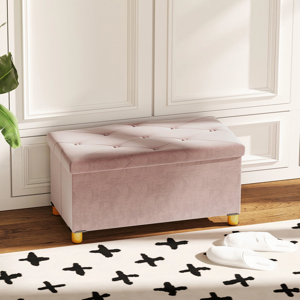 Divano letto imbottito 2 posti ¨C zephmum ¨C rosa, velluto, 76x38x38 cm