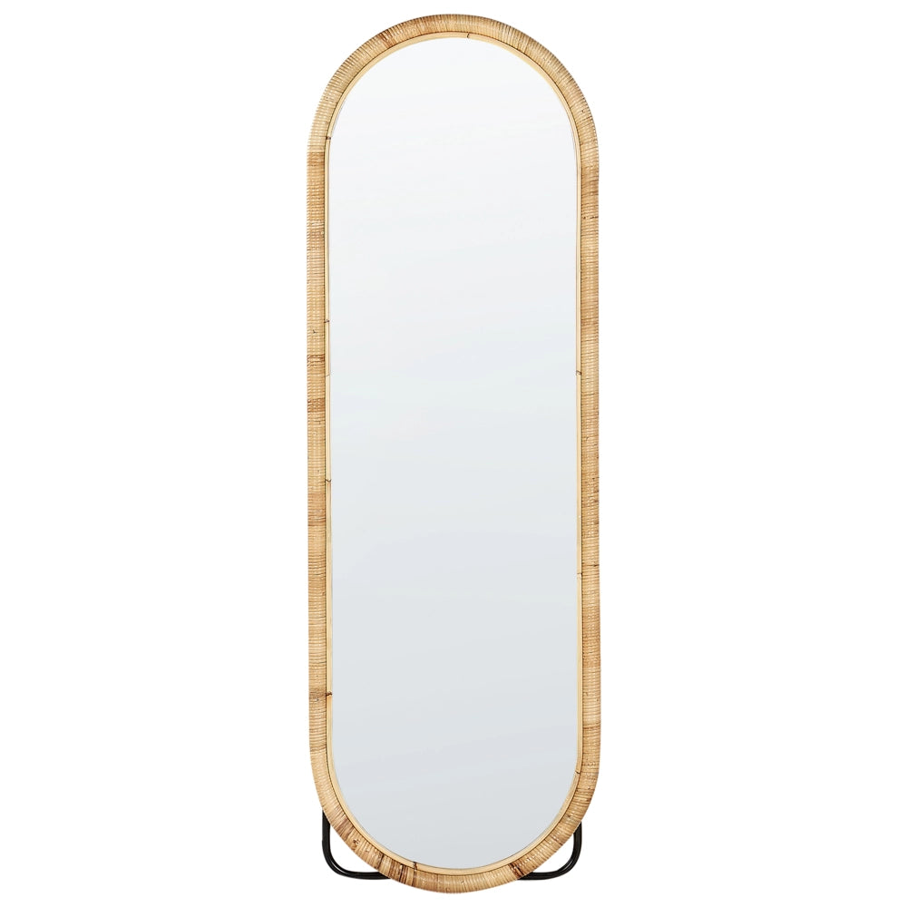 Elegante specchio da terra in rattan naturale stile boho 150x50 cm camera da letto soggiorno