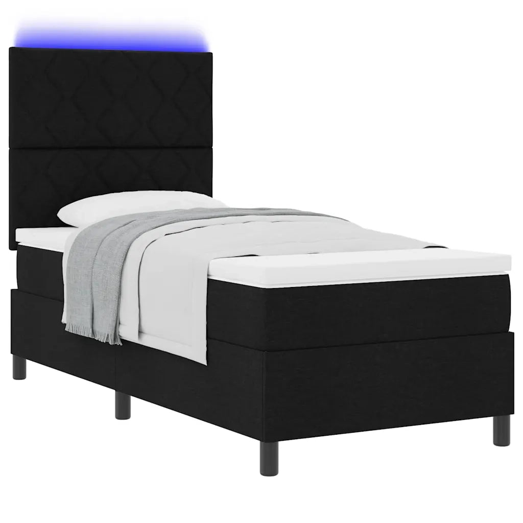 Letto a molle con materasso Nero 90 x 200 cm Tessuto 3342916