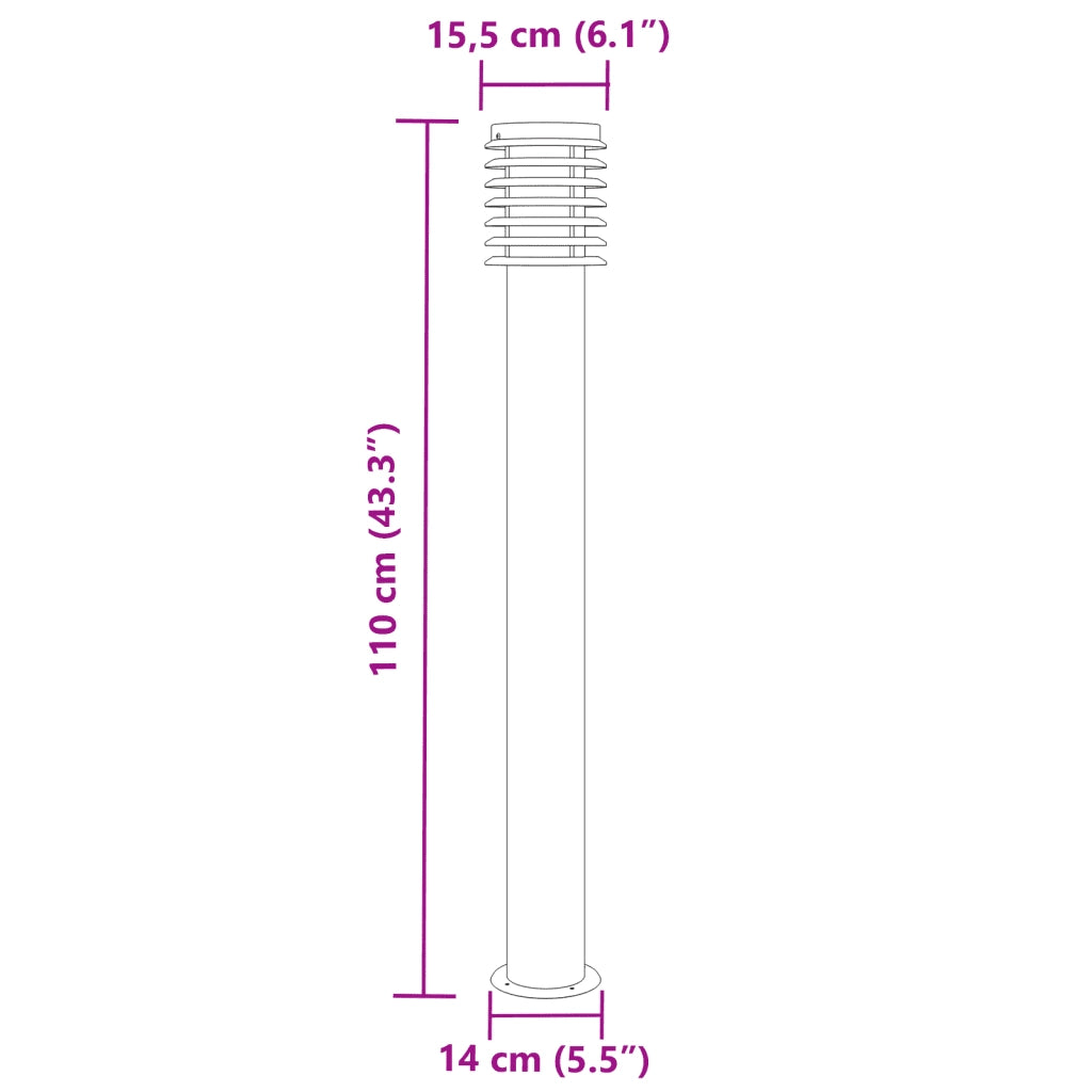 Lampada da Terra per Esterni Argento 110 cm in Acciaio Inox 4006363