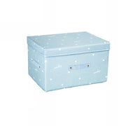 Trade Shop - Box Scatola Salvaspazio Armadio Contenitore Porta Oggetti Organizer 35x30x20 Cm - Celeste