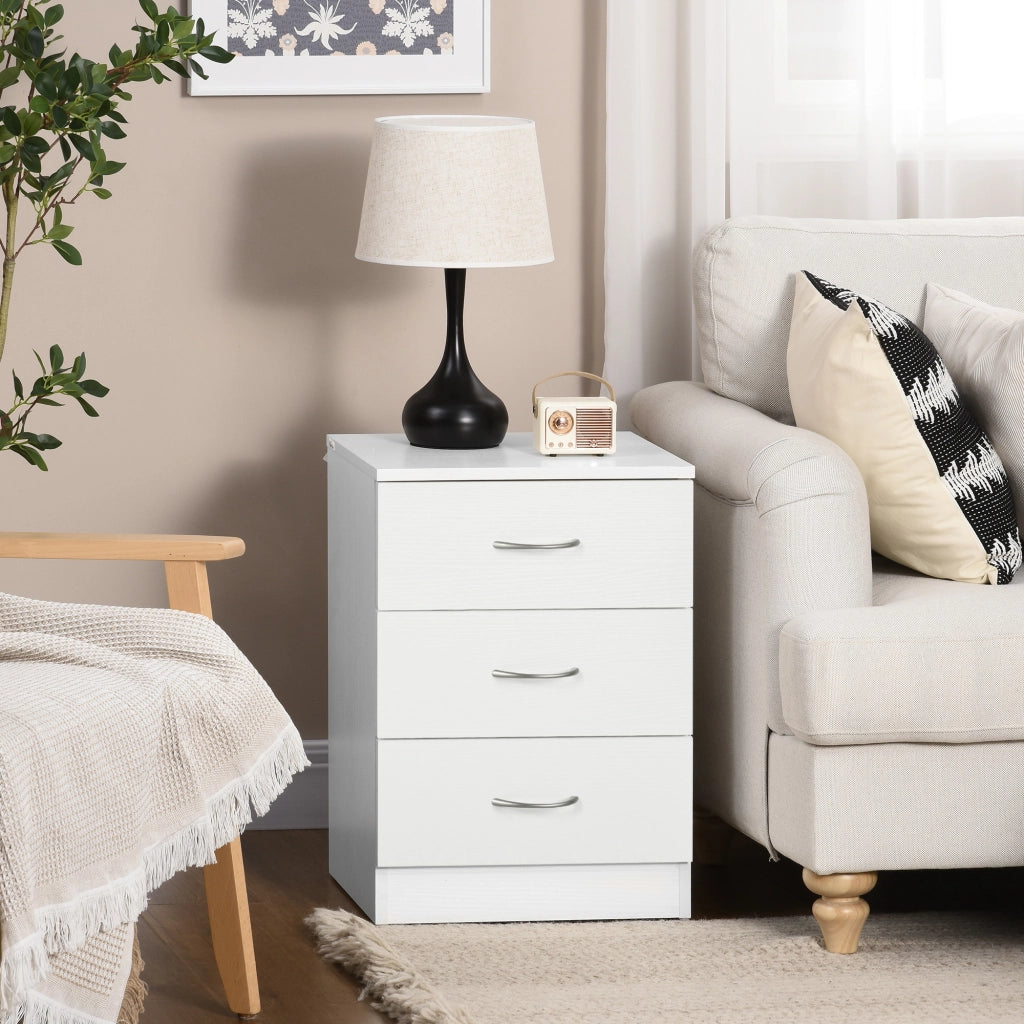 Comodino con 3 Cassetti ¨C Zephmum ¨C Bianco 40x35x58 cm