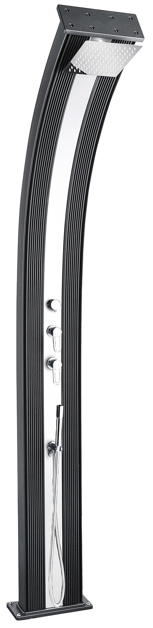 Doccia Solare Ibrida da Giardino 40L Miscelatore e Doccetta Lavapiedi Antracite/Inox