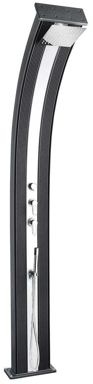 Doccia Solare Ibrida da Giardino 40L Miscelatore e Doccetta Lavapiedi Antracite/Inox