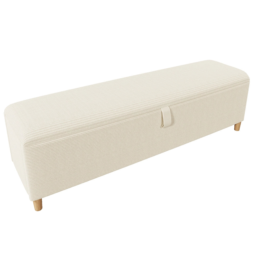 Banquette letto con spazio di archiviazione - Xylo - 165x38 cm - Beige - Rialzo idraulico per stivaggio, adatta per camera da letto, soggiorno e corridoio