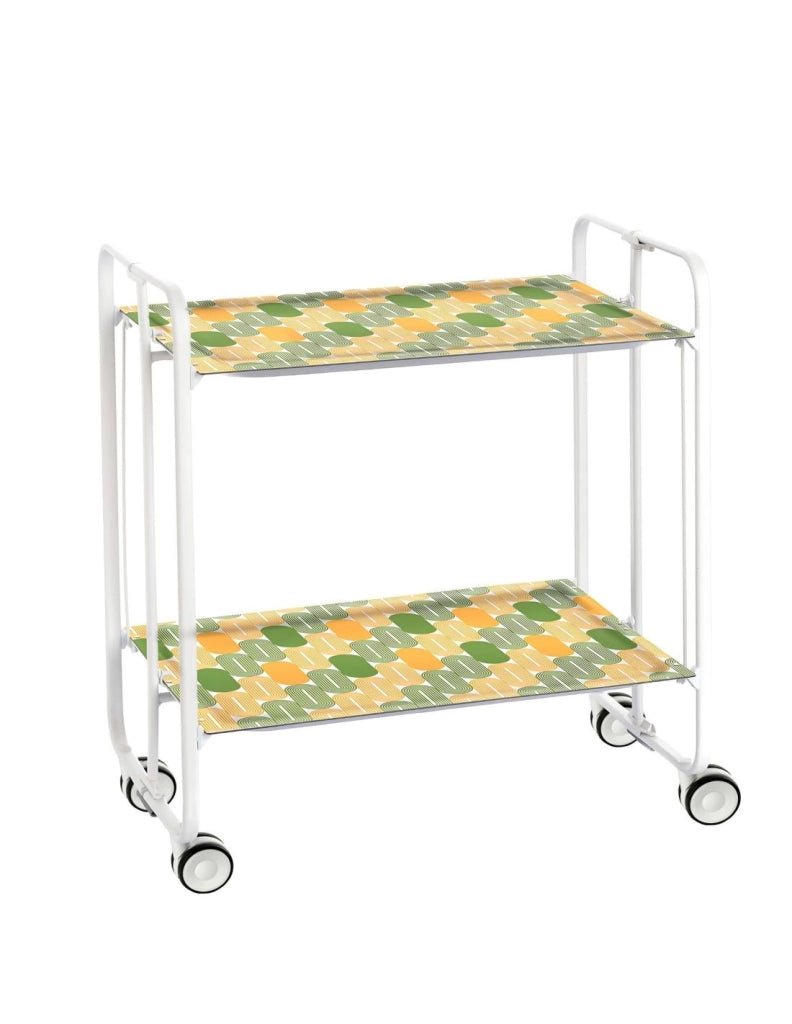 Carrello da cucina pieghevole bianco con ruote BAUHAUS 2 ripiani