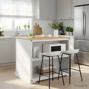 Set isola da cucina 2 pz Bianco e Cera di Miele Pino Massello 3425381