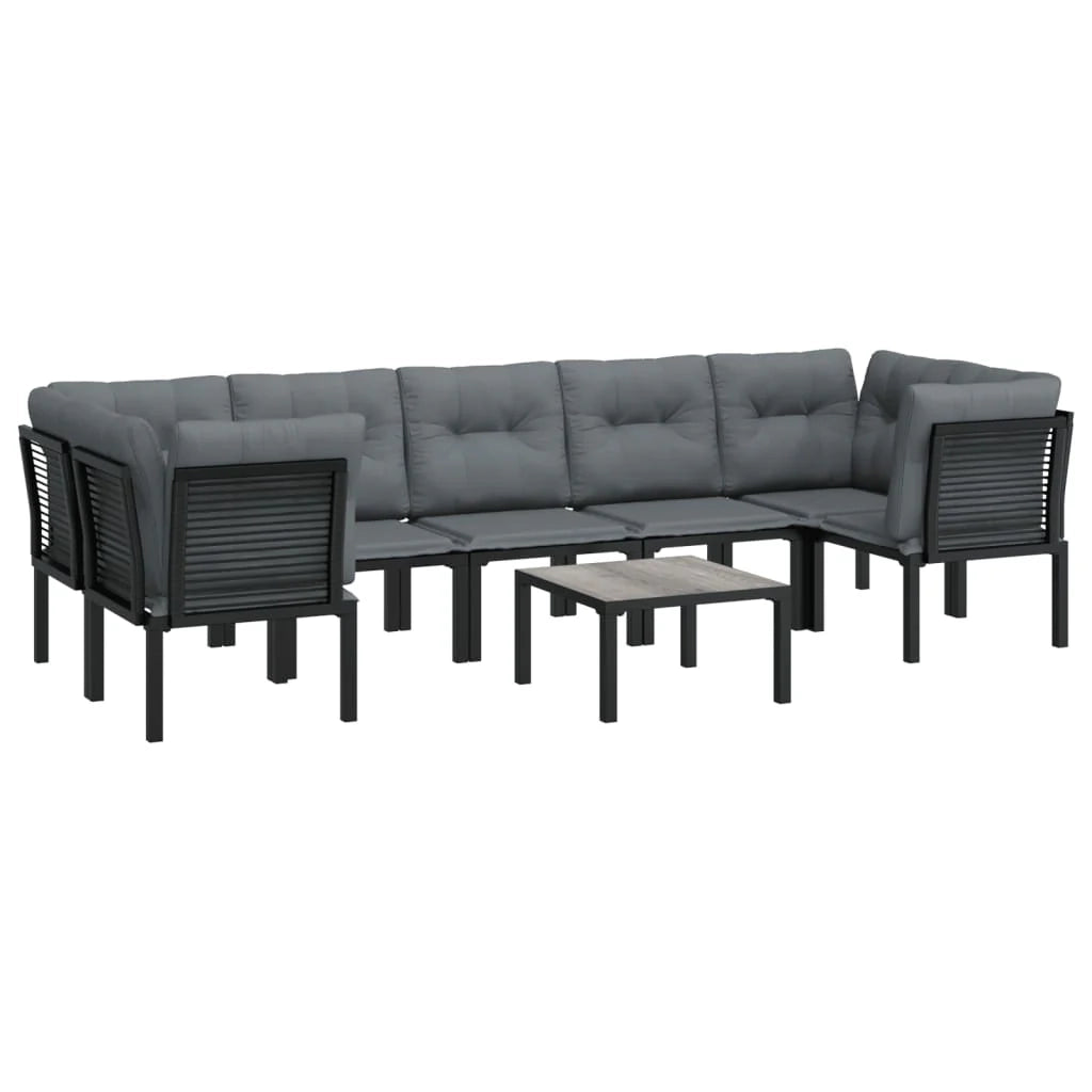 Set di mobili da giardino mobili da esterno set da 8 pezzi resina intrecciata nera e grigia 02_0017881