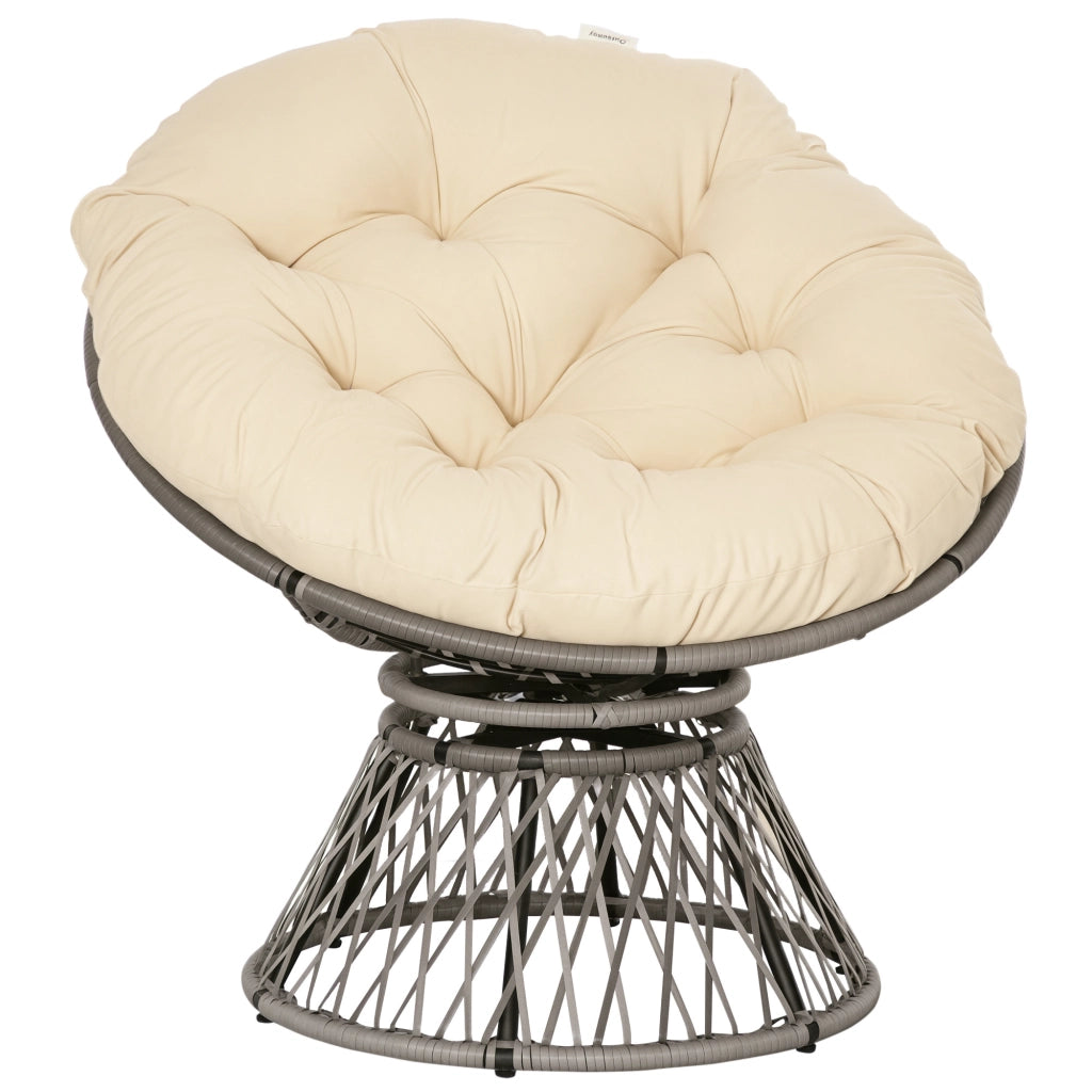 Poltrona girevole in rattan sintetico ¨C zephmum ¨C Beige 87x97x86 cm