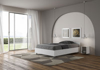 Letto 1 Piazza e Mezzo 120x190 cm con Rete e Contenitore Nuamo Bianco Frassino