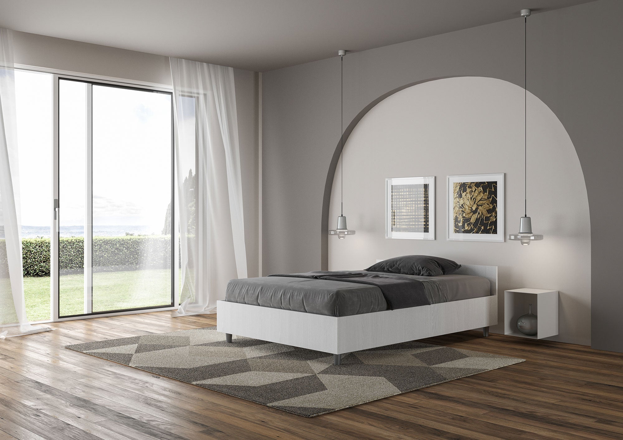 Letto 1 Piazza e Mezzo 120x190 cm con Rete Nuamo Bianco Frassino