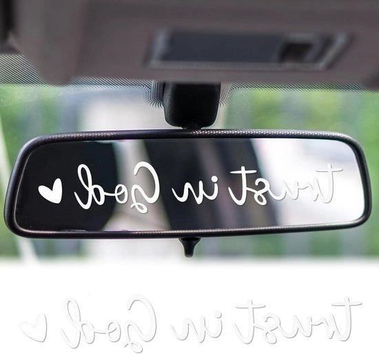 Set di 2 Decali per Specchiera Rettro, Sticker in Vinile con Cuore e Citazioni Positive per Auto, Ideale come Regalo per Uomini e Donne - Bianco