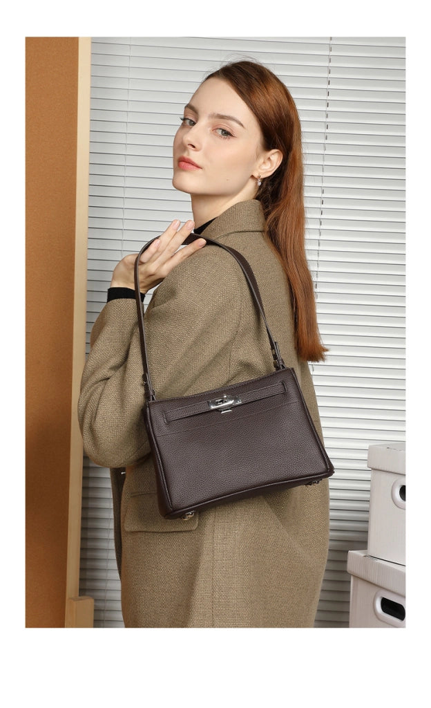 Borsa a mano da donna in vera pelle stile retr¨°, marrone.