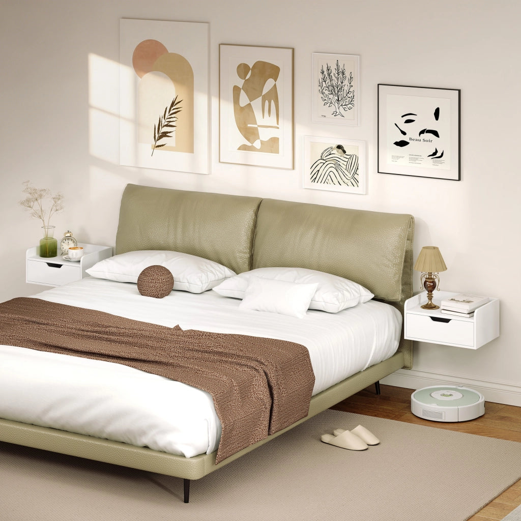 Comodino a muro ¨C zephmum ¨C bianco, legno, 40x30x19.5 cm