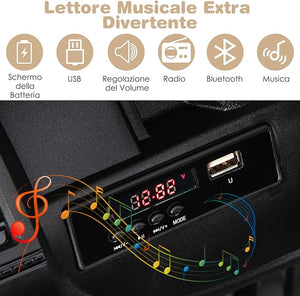 12V Auto per Bambini con Telecomando, Macchina Elettrica con 2 Posti Musica Porta USB e Luce, Velocità Regolabile 2,6-6km/h, per 3-8 Anni (Cachi)