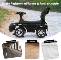 3 in 1 Macchina Cavalcabile a Spinta per Bambini, con Clacson Musica Luce Portaoggetti Sotto Sedile, Auto a Spinta per Bambini di 1-3 Anni (Nero)
