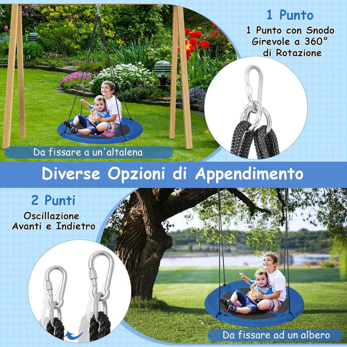 Altalena a Nido da 102 cm per Bambini, Altalena Rotonda con Corde Regolabili, Ideale per Cortile e Giardino, CapacitÃ  di Carico 100 kg (Razzo)