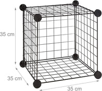 Ripiano modulare in griglia a rete 9 scomparti metallici contenitore in rete 35x35 cm nero 13_0001074