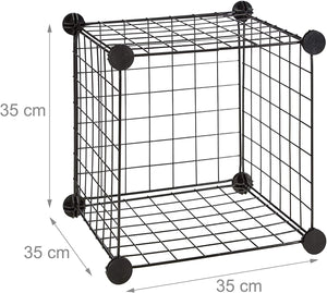 Ripiano modulare in griglia a rete 9 scomparti metallici contenitore in rete 35x35 cm nero 13_0001074