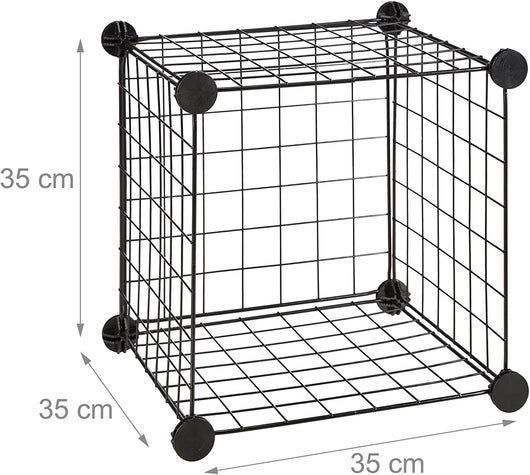Ripiano modulare in griglia a rete 9 scomparti metallici contenitore in rete 35x35 cm nero 13_0001074