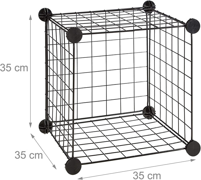 Ripiano modulare in griglia a rete 9 scomparti metallici contenitore in rete 35x35 cm nero 13_0001074