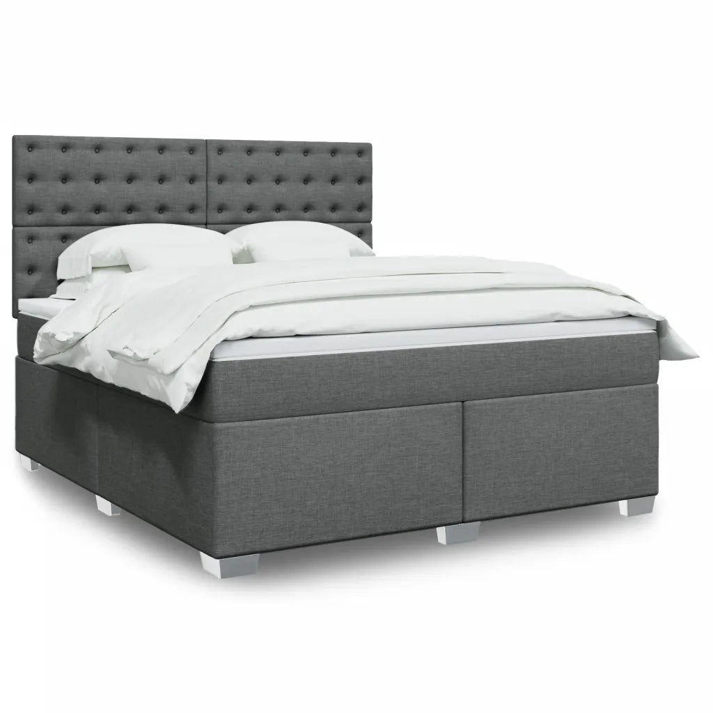 Giroletto a Molle con Materasso Grigio Scuro 180x200 cm Tessuto