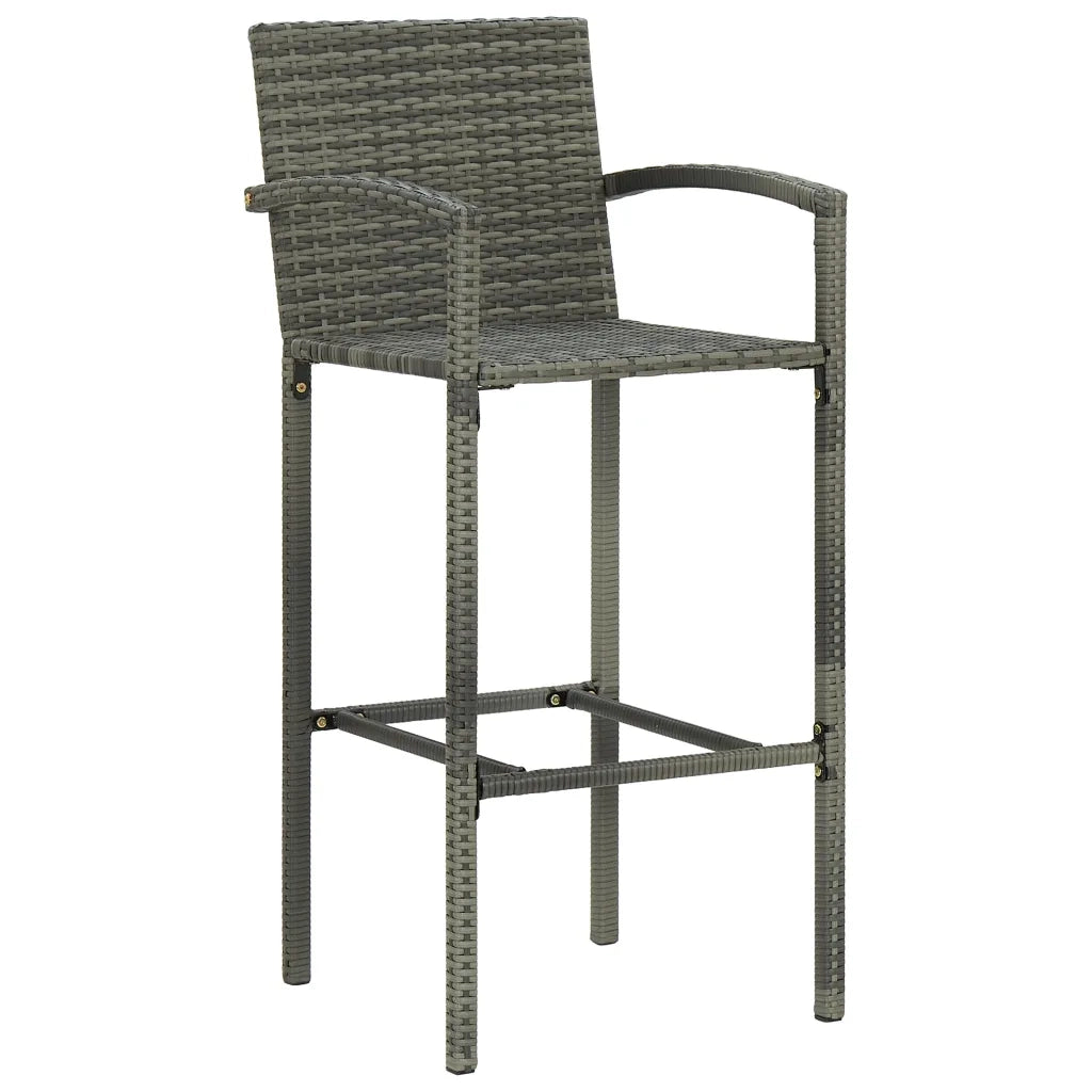 Sgabelli da Bar 4 pz in Polyrattan Grigio