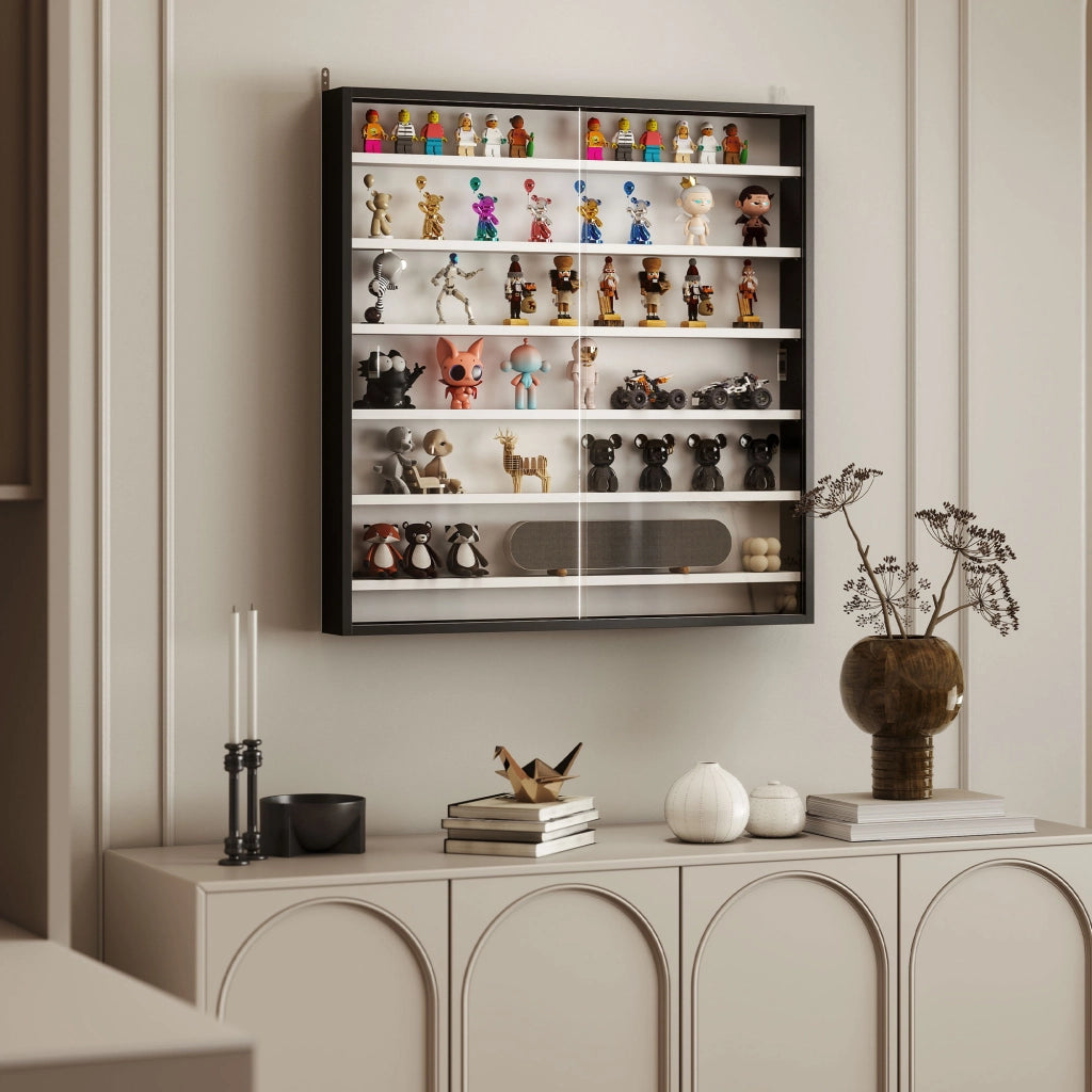 Libreria Vetrina con Ante a Vetro ¨C zephmum ¨C Nero 80x9.5x83 cm