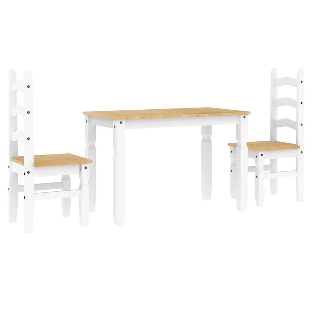 Set da Pranzo 3 pz PANAMA Bianco in Legno Massello di Pino 3345196