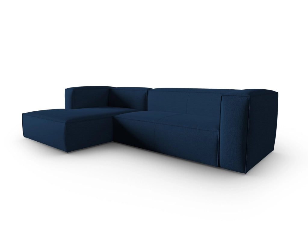 Cosmopolitan Design - Divano angolare sinistro "Mackay" 4 posti in velluto strutturato blu scuro 