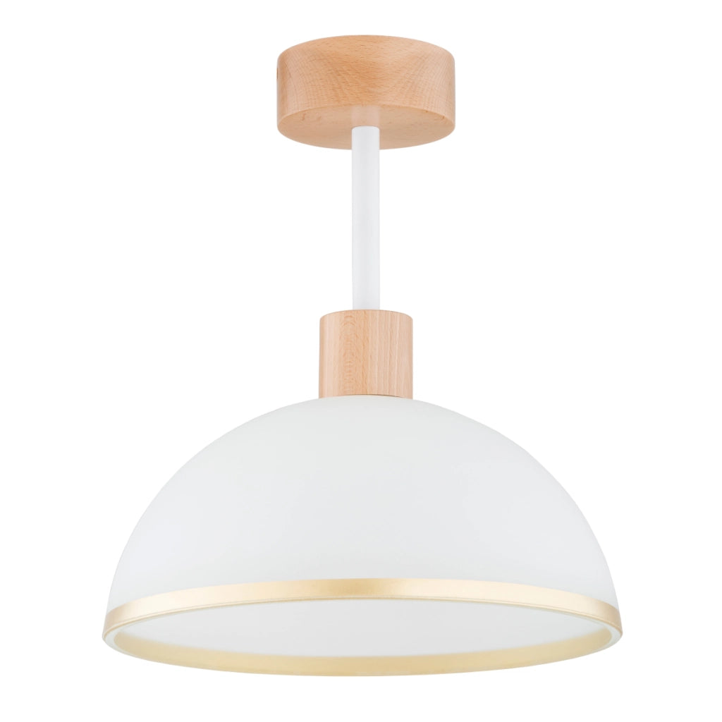 Plafoniera scandinava legno/vetro bianco E27 Alfa Zino