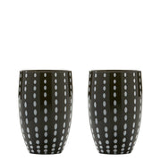 Zafferano Perle Bicchiere Nero - Vetro Colorato Soffiato a Bocca, 32 cl, Lavorato a Mano - Set da 2 Tumblers Artigianali per Acqua o Cocktail