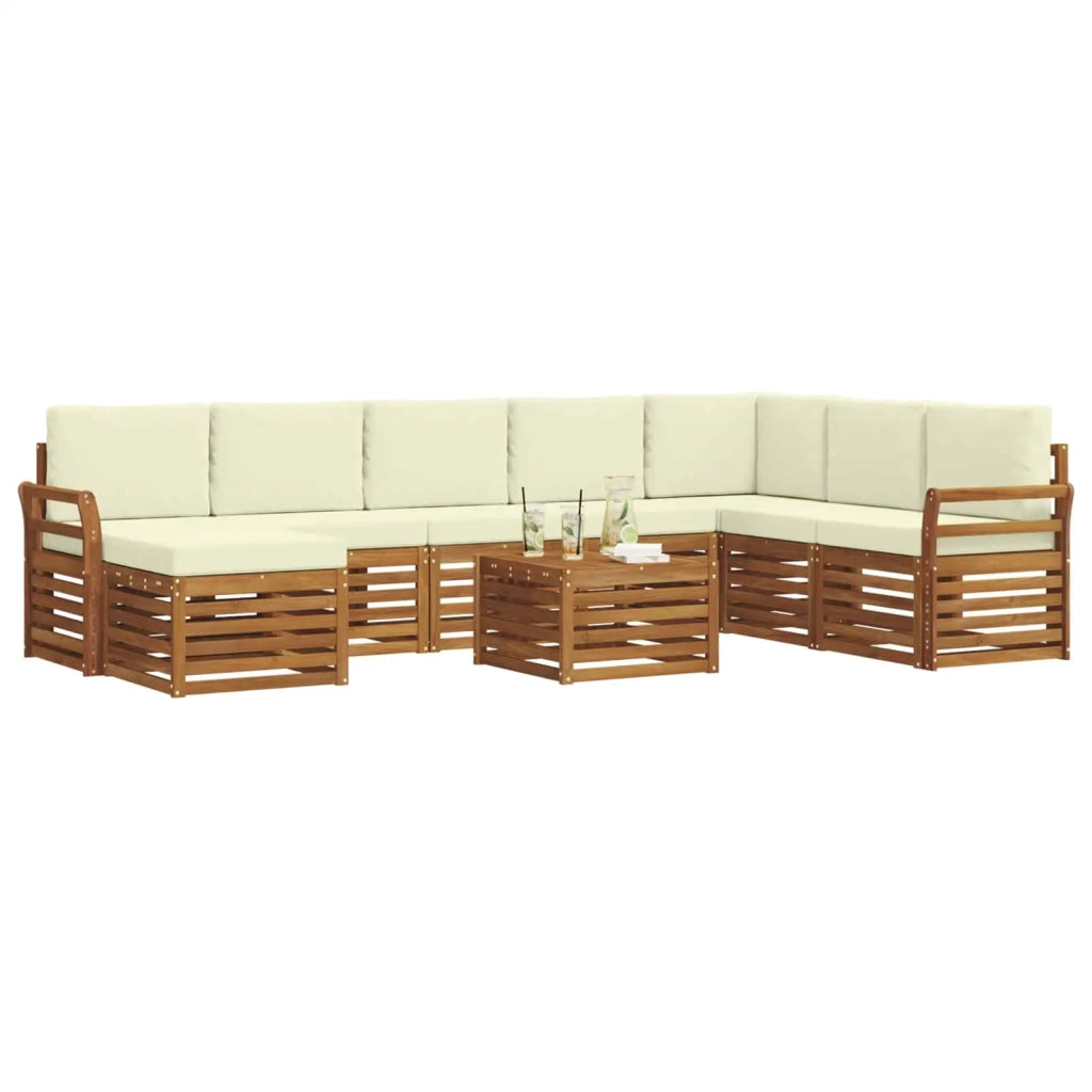 Set di divani da esterno con cuscino 9 pcs Naturale e Crema