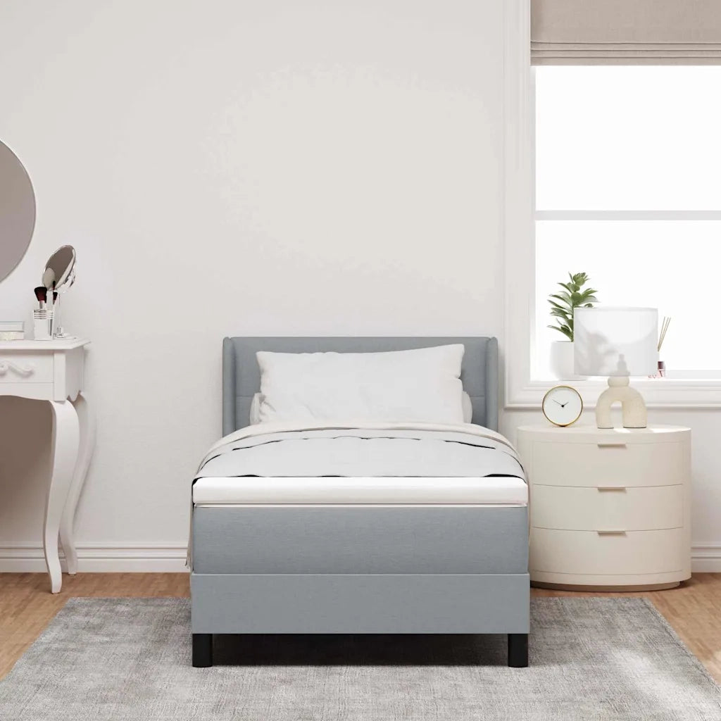 Letto box spring con materasso-Struttura Letto con materasso Grigio chiaro 100 x 200 cm